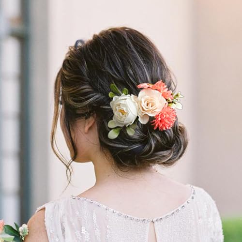 Fangsen #533 Haarkamm mit rosa Beeren, Rose, Festival-Kopfschmuck für Urlaub, Cosplay, Damen, Party, Silber von Fangsen