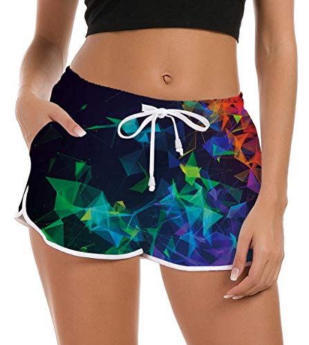 Fanient 90er Jahre Teenager Mädchen Sommer Strand Boardshorts Active Slim Fit Workout Yoga Sporthose Schnell trocknend Surfen Badeanzug Bademode Unterteil für Hawaii Strandurlaub M von Fanient