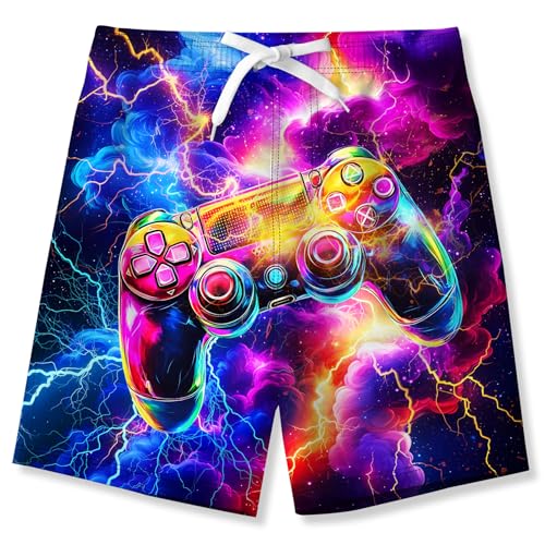 Fanient Badehose Jungen Spielkonsole Drucken Badeshorts Kinder Sommer Atmungsaktiv Boardshorts mit Mesh-Futter 11-12 Jahre von Fanient