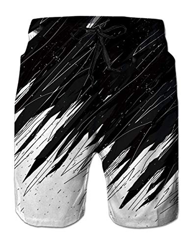 Fanient Herren Badehose Schwarz Weiß Badeshorts Strandkleidung Sports Running Baden Strand Surf Herren Board Shorts XXL von Fanient