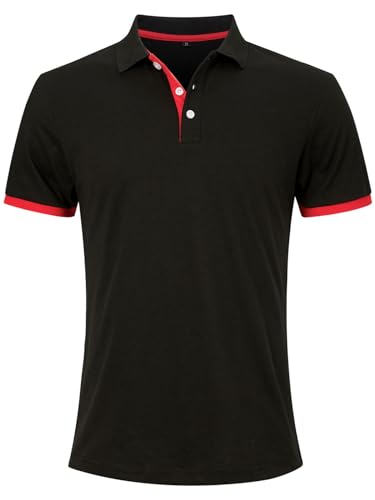 Fanient Herren Freizeit Hemd Golf Polo Shirt Hemden Outdoor Oberteile & Shirts für Herren Schwarz und Rot XXL von Fanient