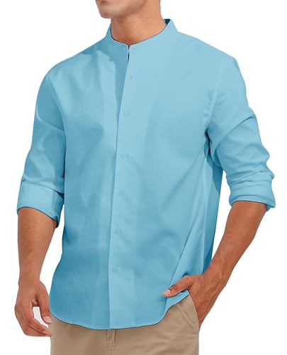 Fanient Herren Hemd Leinenhemd Langarm Stehkragen Leinenshirt Hemden Männer Freizeithemd Casual Sommer Standhemd XL Fanient Herren Hemd Leinenhemd Langarm Stehkragen Leinenshirt Hemden Männer Freizeithemd Casual Sommer Standhemd XL von Fanient