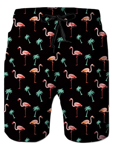 Fanient Herren Sommer Badeshorts 3D Gedruckt Flamingo Grafik Boardshorts Badehose Junge lang Teen Jungen Schwimmen Badehose XXL von Fanient