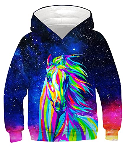 Fanient Jungen Hoodies Realistischer 3D Gedruckt Grau Blau Design Hoodies Leichter Pullover Pullover 11-13 Jahre von Fanient