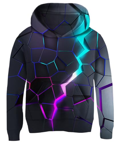 Fanient Jungen Pullover Kinder 3D Lava Drucken Pullover Mädchen Cool Hoodie with Pockets Fleece Sweatshirt für Kinder 11-13 Jahre,XXL von Fanient