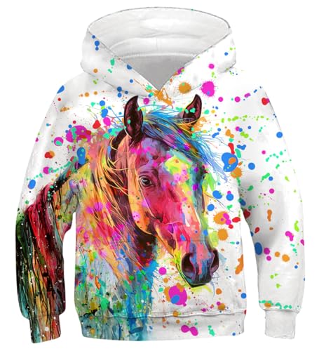 Fanient Jungen Pullover Kinder Neuheit Unicorn Print Hoodies Mädchen Sweatshirts Streetstyle Hooded Pullover 6-7 Jahre,S von Fanient
