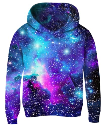 Fanient Jungen Pullover Mädchen Galaxy Fleece Pullover Jacke Hoodie Kinder Sweatshirts mit Taschen 8-11 Jahre,XL von Fanient