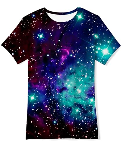 Fanient Jungen Tshirt Mädchen Tshirts Galaxie Dinosaurier Druck Tshirts Alltäglicher Streetstyle T-Shirt Kinder Tshirt 13-14 Jahre L von Fanient