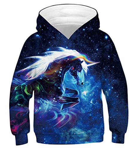 Fanient Kindermode Hoodies 3D Galaxy Einhorn Graphic Hoodies Sweatshirt Pullover für Jungen und Mädchen 6-7T von Fanient