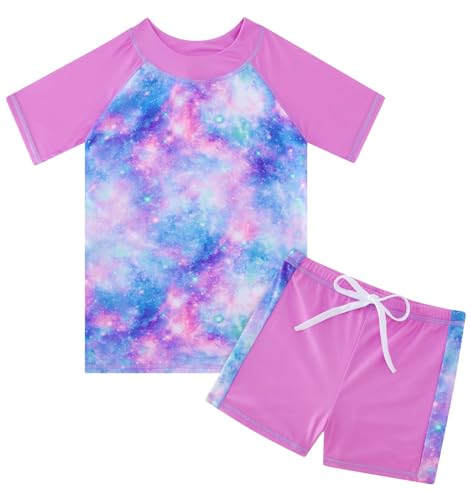 Fanient Mädchen Badeanzug Schnelltrocknen Zweiteiliger Badeanzug Mädchen Galaxis Druck Swimsuit Bademode für Kinder 4-5 Jahre von Fanient
