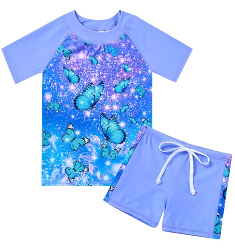 Fanient Mädchen Badeanzug Zweiteiliger Badeanzug Galaxie Schmetterling Drucken Swimsuit Sommer Schöne Bademode 5-6 Jahre von Fanient