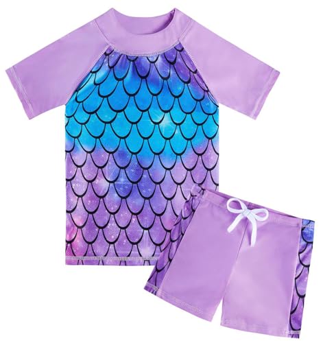 Fanient Mädchen Badeanzug Zweiteiliger Badeanzug Mädchen Schöner Lila Drucken Badebekleidung Kinder Swimsuit 7-8 Jahre von Fanient
