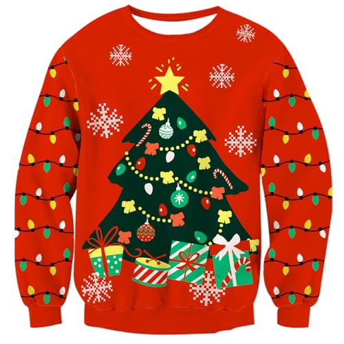 Fanient Mädchen Weihnachtspullover Kinder Weihnachtlicher Strickpullover Jungen Weihnachtsbaum-Druck Sweatshirt 13-14 Jahre von Fanient