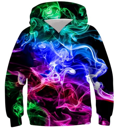 Fanient Teen Jungen Mädchens Neuheit Bunte Smoke Hoodies Sweatshirts Pullover Alter 6-7 von Fanient