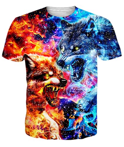 Fanient Tshirt Herren Damen Streetstyle Cool Tshirts Paar Feuerwölfe T-Shirts Outdoor Jogging Running T-Shirt M von Fanient