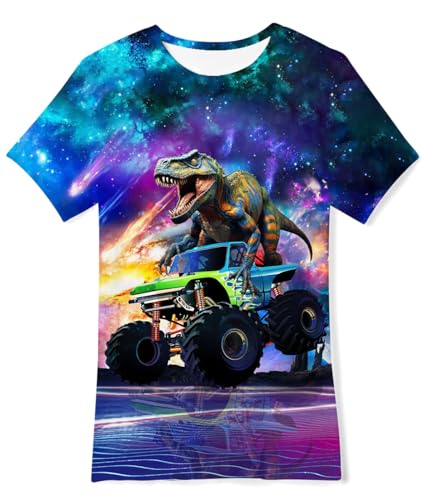 Fanient Tshirt Jungen Tshirts Mädchen Galaxie Dinosaurier Druck Tshirt Cool T-Shirt für Kinder 13-14 Jahre L von Fanient