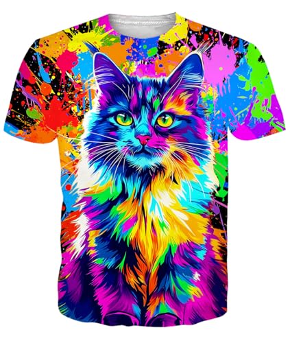 Fanient Tshirt für Herren Damen 3D Tshirts Farbige Katze Drucken T-Shirts Cool Streetstyle Shirt Herren L Fanient Tshirt für Herren Damen 3D Tshirts Farbige Katze Drucken T-Shirts Cool Streetstyle Shirt Herren L von Fanient