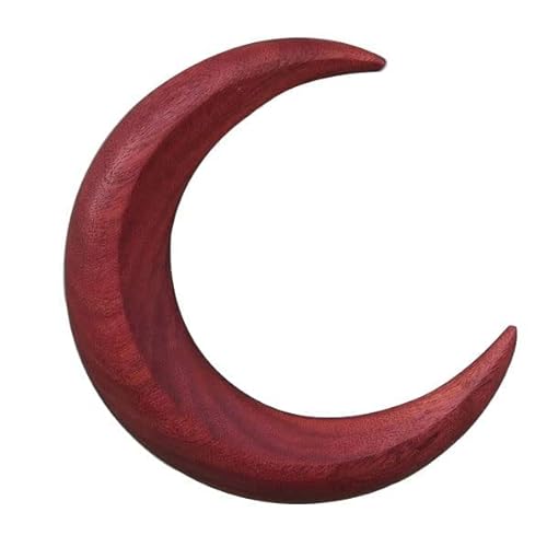 Handgeschnitzte Halbmond-Haargabel für Frauen,Holz-Mondspange,Mond-Haarstab,Holz-Haarkamm,dickes Haar-Styling-Werkzeug-Zubehör (Groß, Rot) von Fanlulu
