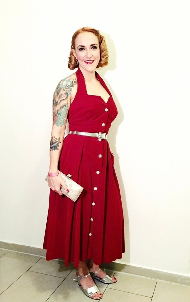 50S 50Er Velvet Dress Samt Kleid 50S 50Er Velvet Dress Samt Kleid von Fannis50s