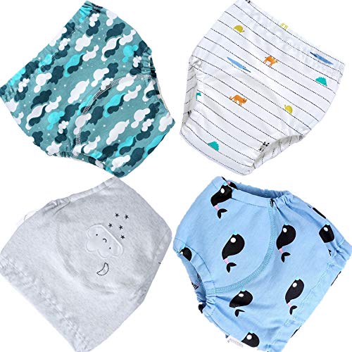 Fanny Baby Windelhose Windeln Trainerhosen Kinder Wiederverwendbar Baumwolle Training Unterwäsche Lernwindel Töpfchen Hose 4er Pack Windeln für 1-4 Jahre (A, XL-110CM) von Fanny