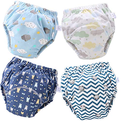 FannyFan 4er Baumwolle Töpfchen-Trainingshose Baby Trainerhosen Höschen Töpfchentraining Unterwäsche Toilettentraining Bis 4 Jahre (Junge, 12-18Monat) von Fanny