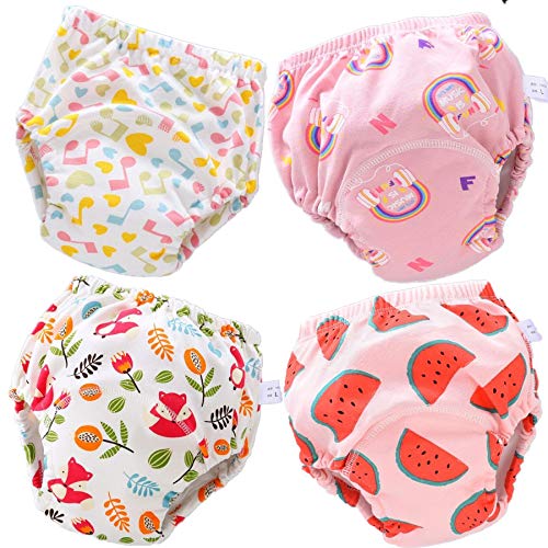 FannyFan 4er Baumwolle Töpfchen-Trainingshose Baby Trainerhosen Höschen Töpfchentraining Unterwäsche Toilettentraining Bis 4 Jahre (Mädchen, 4Jahre) von Fanny