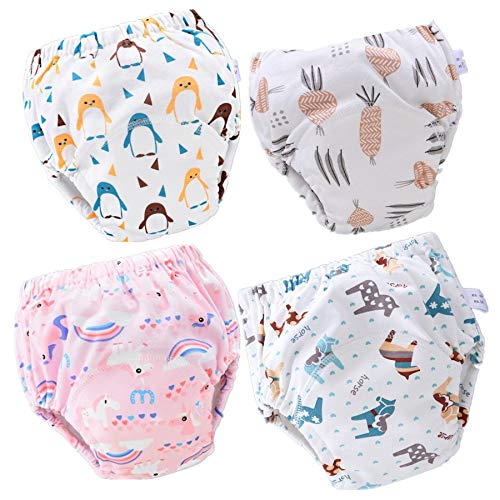 FannyFan 4er Baumwolle Töpfchen-Trainingshose Baby Trainerhosen Höschen Töpfchentraining Unterwäsche Toilettentraining Bis 4 Jahre (Mädchen2, 12-18Monat) von Fanny