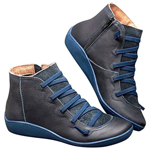 Fanngfuny Kunstleder Kurze Stiefel Damen Stiefel Stiefelette Wild Side ReißVerschluss Schnürstiefel Sneaker Frauen Casual Bequem Sportschuhe Plateau Stiefel Outdoor wandern stiefel Rot,Grün,Blau 35-43 von Fannyfuny Sneaker