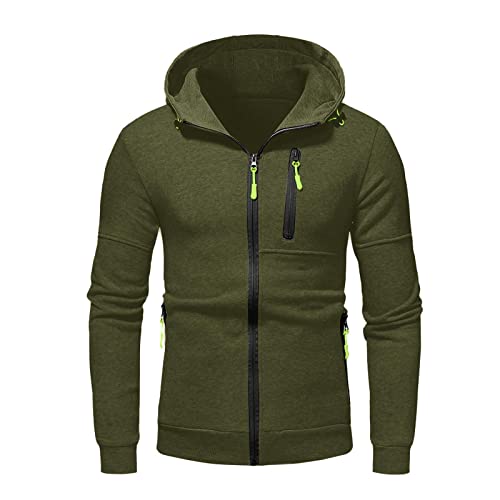 Arbeitspullover Herren Baumwolle, Herren Kapuzenpullover Casual Langarm Kordelzug Mit ReißVerschluss Zipper Hoodie Sweatshirt mit Kapuze LäSsige Hoodie Wanderjacke mit verstaubarer Kapuze Sportswear von Fannyfuny