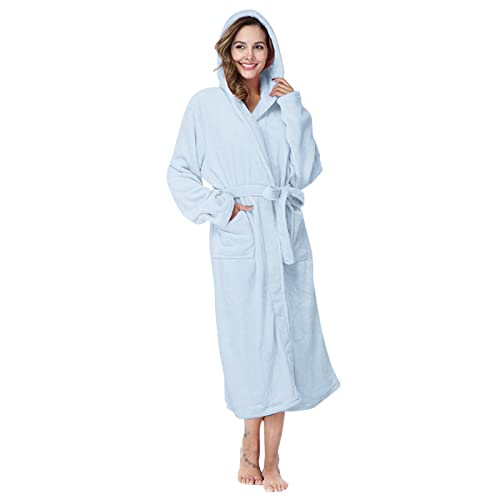 Bademantel Damen Flauschig Weicher Mantel Bademantel Home Schal Winter Nachtwäsche Mädchen Hausmantel Home Kleidung Langarm Robe Plüsch und Kuscheliger Bademantel für Frauen von Fannyfuny