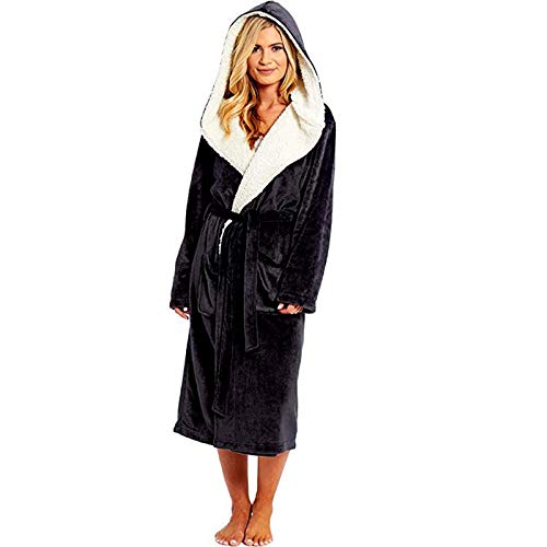Bademantel Damen Flauschig Weicher Mantel Bademantel Home Schal Winter Nachtwäsche Mädchen Hausmantel Home Kleidung Langarm Robe Plüsch und Kuscheliger Bademantel für Frauen von Fannyfuny