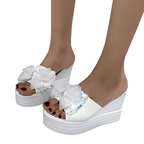 Damen Sandalen mit Absatz Elegant Plateau Sandalen Fischmaul Gefrostete Sommerschuhe Freizeitsandalen Plateau Keilabsatz Sandale Abendschuhe Schuhe Frauen Weichen Sohlen Plattform Sommerschuhe von Fannyfuny