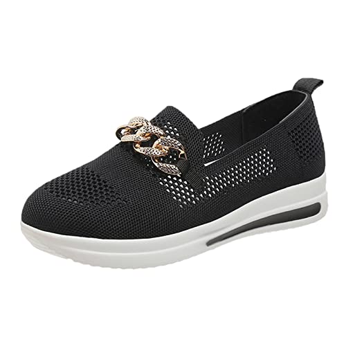 Fannyfuny Damen Schuhe Leicht Fitnessschuhe Frauen Dicke Sohle Freizeitschuhe Hoch Trainingsschuhe Bequem Breite Schuhe Trekkingschuhe für Schule Walking Fitness Gym Sport, 40 EU, Schwarz 1 von Fannyfuny
