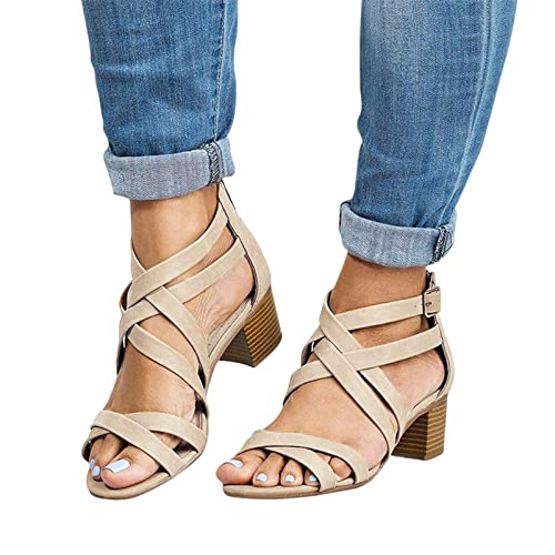 Damen Sommerschuhe Mit Absatz Plateau Keilabsatz Sandale Glitzer Riemchen Abendschuhe Freizeit Atmungsaktiv Schuh Stiletto Absatz Sandaletten Blockabsatz High Heels Pumps Freizeitschuhe Party Schuhe von Fannyfuny