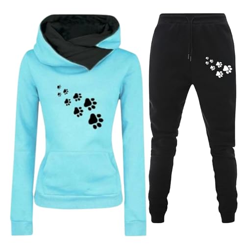 Damen Trainingsanzug Set 2-Teilig Heartbeat Print Hoodie Jogginghose Sweatshirt Hose Zweiteiler Jogginganzüge Damen Kapuzenpullover Sporthose Set Herbst Winter Sportanzug Hausanzug Y2K 2024 Hoodies von Fannyfuny