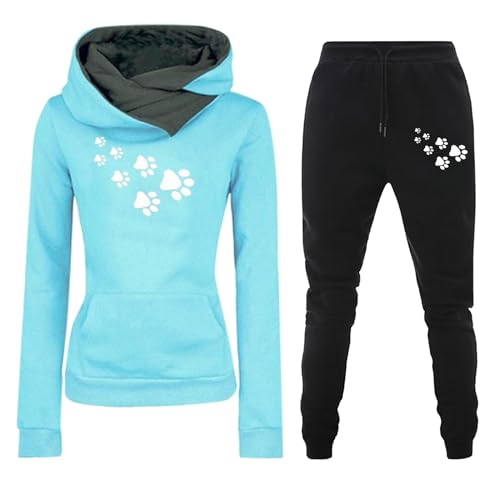 Damen Trainingsanzug Set 2-Teilig Heartbeat Print Hoodie Jogginghose Sweatshirt Hose Zweiteiler Jogginganzüge Damen Kapuzenpullover Sporthose Set Herbst Winter Sportanzug Hausanzug Y2K 2024 Hoodies von Fannyfuny