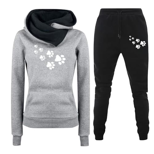 Damen Trainingsanzug Set 2-Teilig Heartbeat Print Hoodie Jogginghose Sweatshirt Hose Zweiteiler Jogginganzüge Damen Kapuzenpullover Sporthose Set Herbst Winter Sportanzug Hausanzug Y2K 2024 Hoodies von Fannyfuny