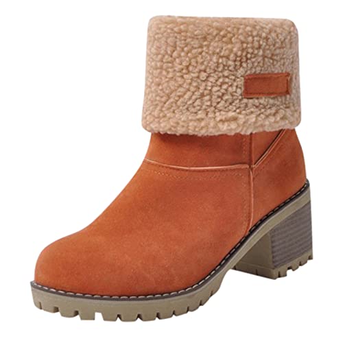 Damenstiefel Winter, Senioren-Winterstiefel mit klobigem Absatz, Winter-warme Schnee-Stiefeletten-Schuhe für Damen, stiefeletten damen winter, warme winterschuhe damen, winterboots damen gefüttert von Fannyfuny