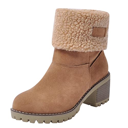 Damenstiefel Winter, Senioren-Winterstiefel mit klobigem Absatz, Winter-warme Schnee-Stiefeletten-Schuhe für Damen, stiefeletten damen winter, warme winterschuhe damen, winterboots damen gefüttert von Fannyfuny