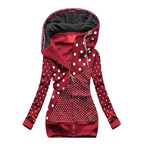 Fannyfuny 2020 Damen Herbst Winter Reißverschluss Jacke Sweatshirt Langarm Mantel Hoodie Kapuzenpullover Warme Lange Jacke Mode Patchwork Winterjacke Wintermantel Outdoor Schlanke Outwear von Fannyfuny