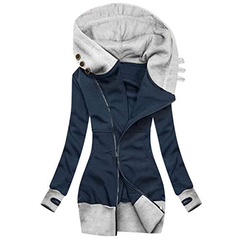 Fannyfuny 2020 Damen Herbst Winter Reißverschluss Jacke Sweatshirt Langarm Mantel Hoodie Kapuzenpullover Warme Lange Jacke Mode Patchwork Winterjacke Wintermantel Outdoor Schlanke Outwear von Fannyfuny