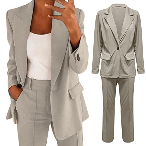 Fannyfuny Blazer Damen Schwarz Elegant Business Anzug Set Hosenanzug Damen Business Anzug Set Hosenanzug Blazer Hose 2-teilig Anzug Zweiteiler Slimfit Streetwear Festlich Sportlich Hosenanzug von Fannyfuny