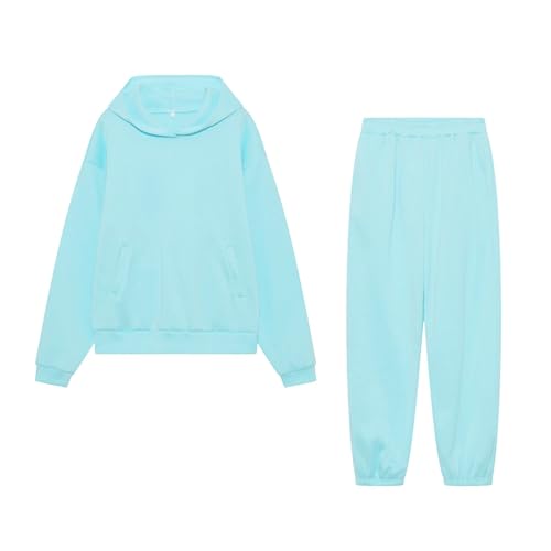 Fannyfuny Damen-Jogginganzug Sportanzug Oversize Jogginganzug Einfarbig Jogginganzug Set Mit Kapuze Einfarbig Zweiteiler Bequem Tracksuit Zweiteiler Elegant Jogger Set Langarm Sportkleidung Set von Fannyfuny