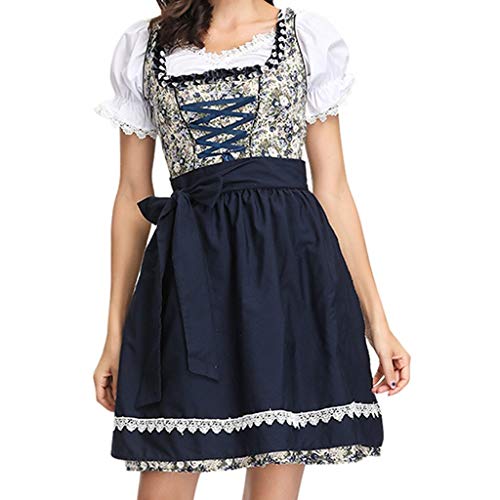 Fannyfuny Dirndlschürze Midi Damen Trachtenkleid Trachtenrock Beer Kostüme Dirndlkleid Oktoberfest Bier Dienstmädchen Kostüm Minikleid Eckigem Kragen Dirndlkleid Dirndlschürze Festkleid von Fannyfuny