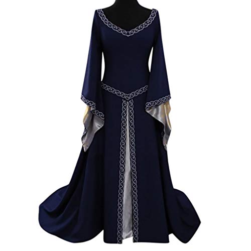 Fannyfuny Gewandung Mittelalter Damen Festliches Kleider Cosplay Renaissance Kostüm Damen Cosplay Erwachsene Halloween Anzug ausgestellte Ärmel Korsett Mittelalter Kostüm Kleid von Fannyfuny