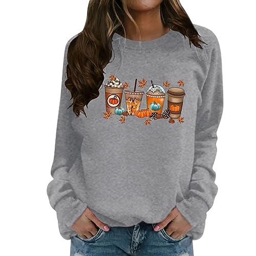 Fannyfuny Halloween Tshirt Damen Mode Oberteile Shirt Karneval Oversized Tunika Pumpkin Sweater Kostüme Druck Sweatshirt Vintage Pumpkin Pullover Tops Lockerer von Fannyfuny