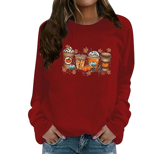 Fannyfuny Halloween Tshirt Damen Mode Oberteile Shirt Karneval Oversized Tunika Pumpkin Sweater Kostüme Druck Sweatshirt Vintage Pumpkin Pullover Tops Lockerer von Fannyfuny