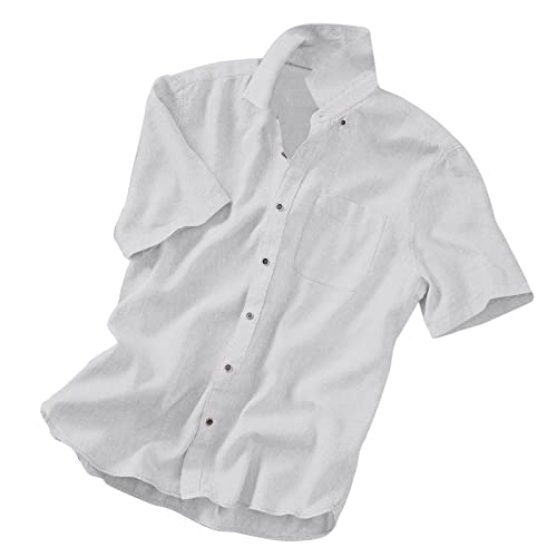 Fannyfuny Hemd Herren Kurzarm Henley Hemd Herren Reverskragen Einfarbig Hemd Regular Fit Arbeitshemd Locker Sommerhemd Klassischer Passform Freizeithemd Männer Hawaii Hemd Männer Button Down Hemden von Fannyfuny