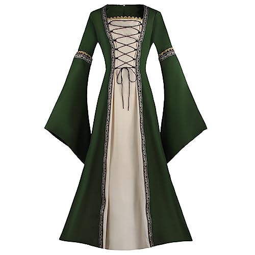 Fannyfuny Mittelalter Gewandung Damen Damen Mittelalter Kleid Cosplay Renaissance Kostüm Gothic Kleider Mittelalter Renaissance Damen Vintage Maxikleid Karneval Halloween Party Prinzessin Kostüm von Fannyfuny