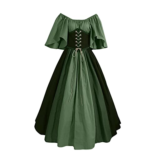 Fannyfuny Mittelalter Kleid Mädchen Renaissance Retro Partykleid Mittelalter Kostüme Damen Gothic Kleider Halloween Karneval Kostüm Damen Vintage Maxikleid für Halloween Karneval Kostüm von Fannyfuny